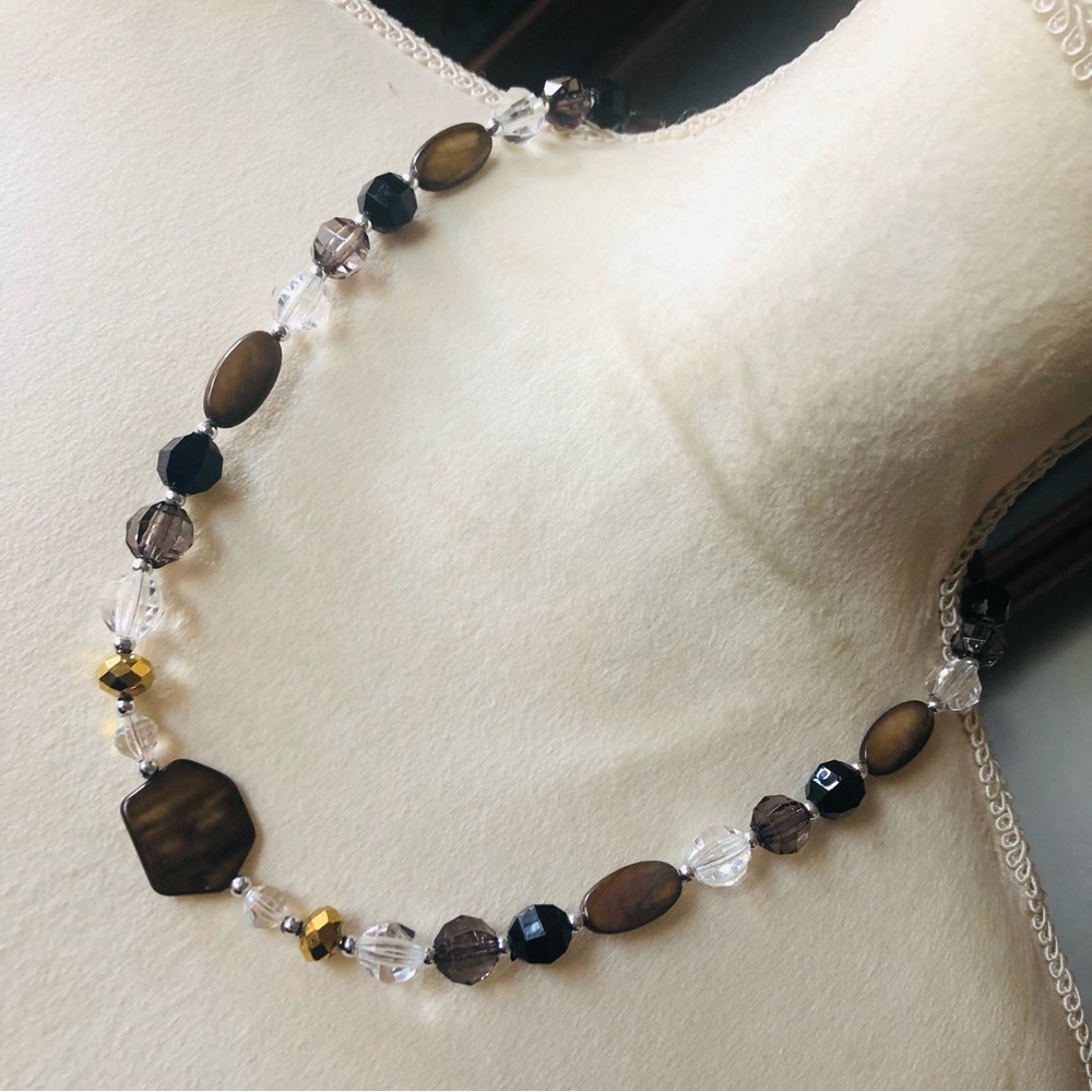 Handcrafted repurpose tiger eye faceted crystal beaded necklace